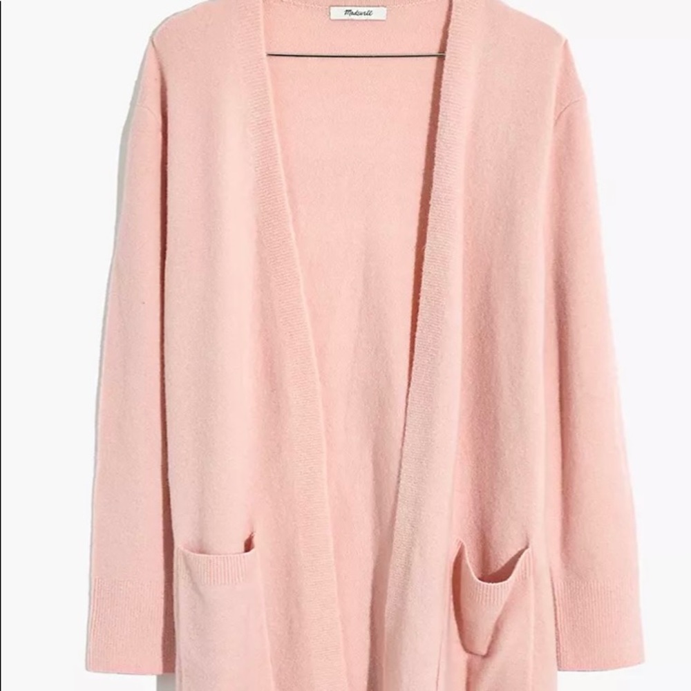 Madewell Kent cardigan sweater coziest yarn pink